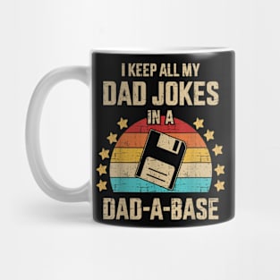 Funny dad jokes in dad-a-base vintage for father's day Mug